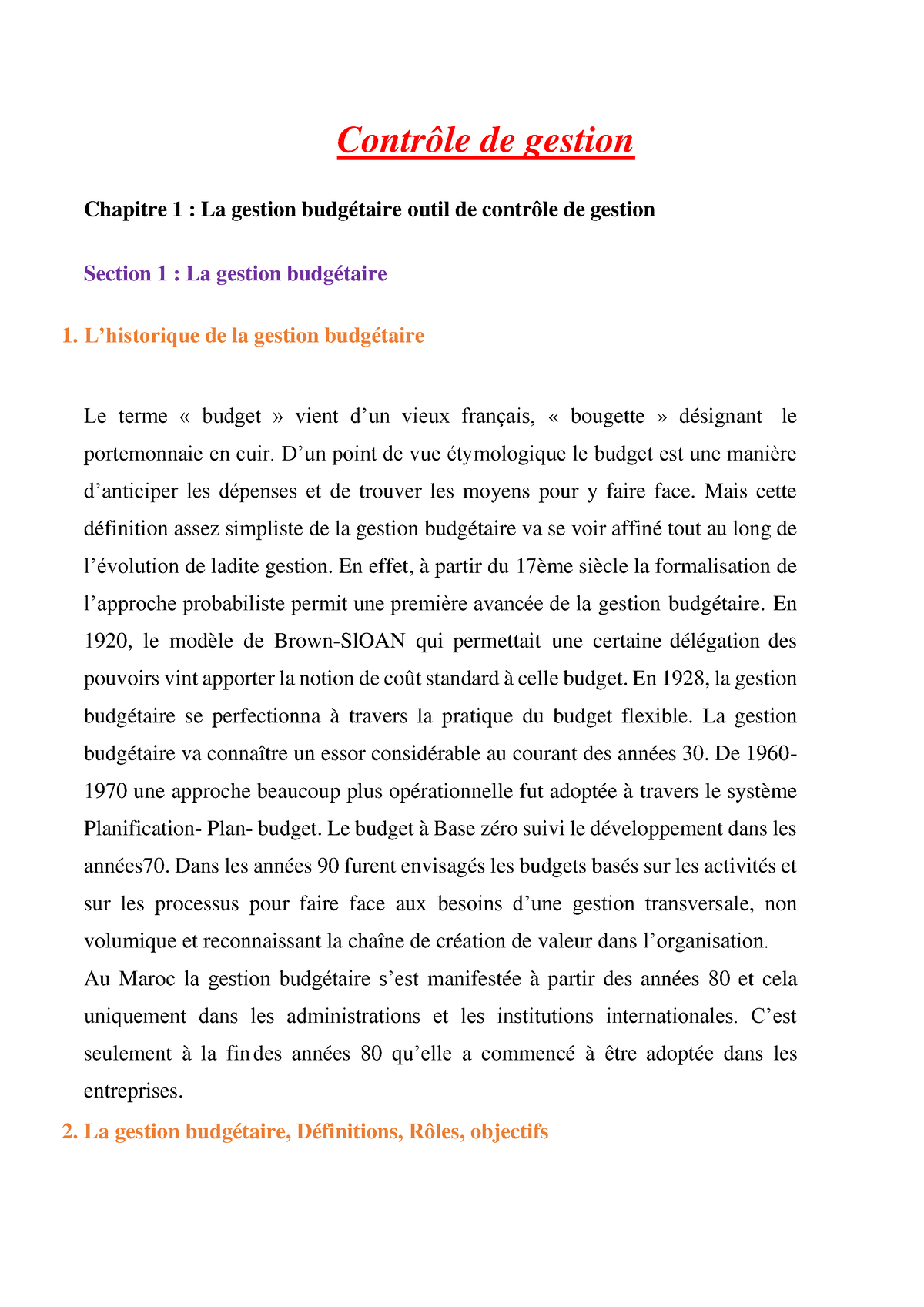 Contrôle De Gestion-La Gestion Budgétaire Outil De Contrôle De Gestion ...