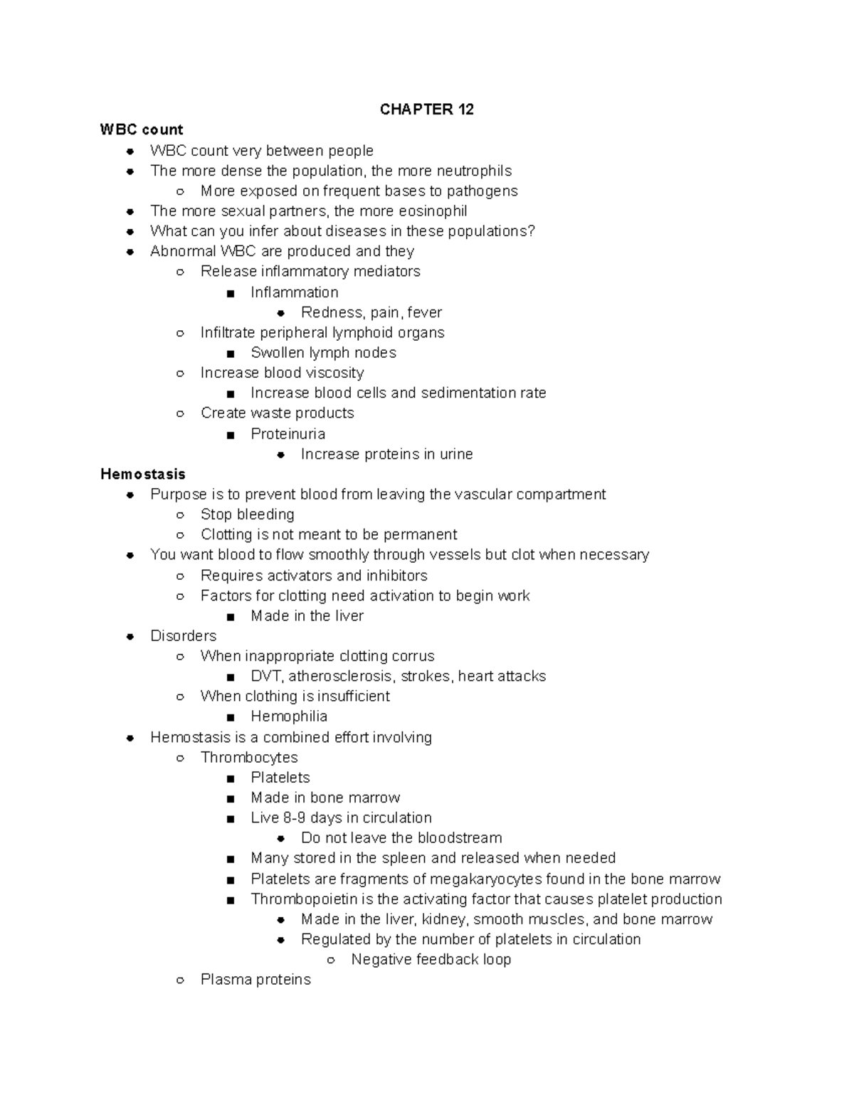 Patho 9 19 - Lecture notes 8 - CHAPTER 12 WBC count WBC count very ...