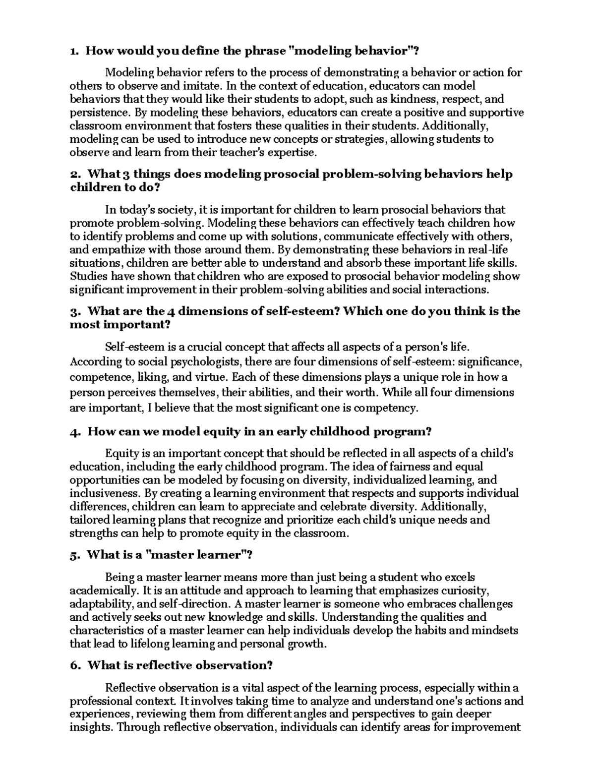 Review Questions How would you define the phrase "modeling behavior"? Modeling behavior Studocu