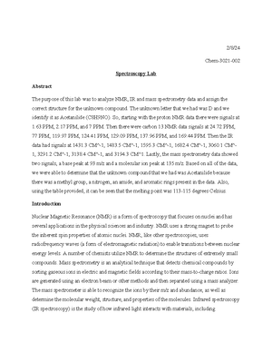Lab Report Column Chromatography (1) - Alec Ingraham 10/30/ Chem-3011 ...