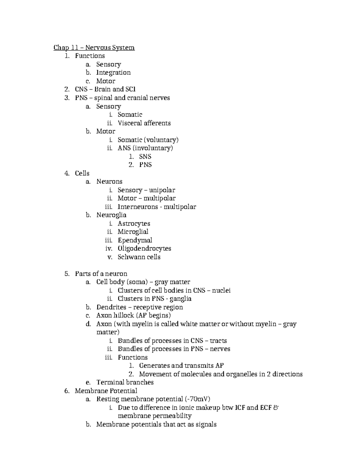 Chap 11 – Nervous System review - Tagged - Chap 11 – Nervous System 1 ...