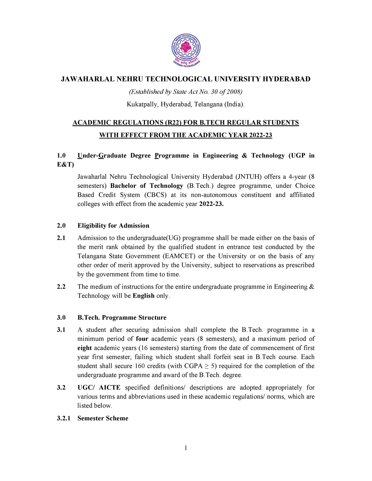 R22 B - R22 Regulation Copy - JAWAHARLAL NEHRU TECHNOLOGICAL UNIVERSITY ...