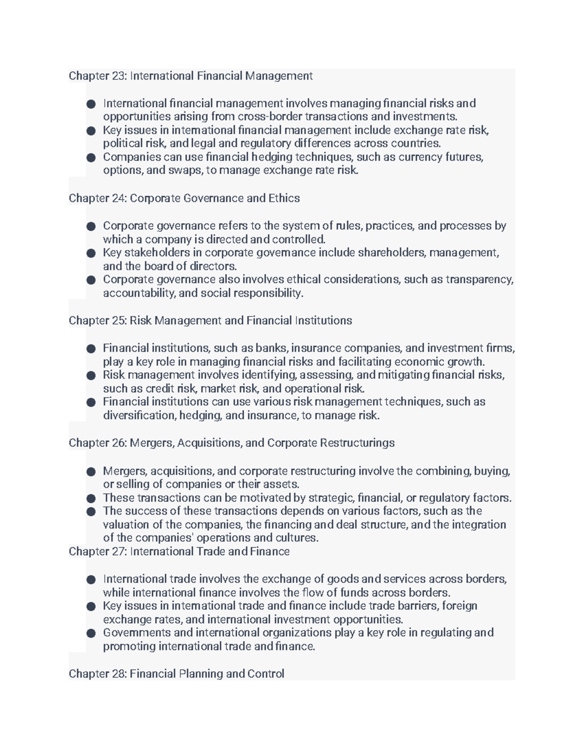 Financial Management - Key issues in international financial management