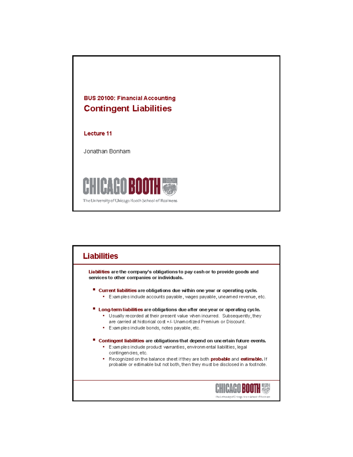Lecture 11 - Contingent Liabilities - Handout - Contingent Liabilities ...