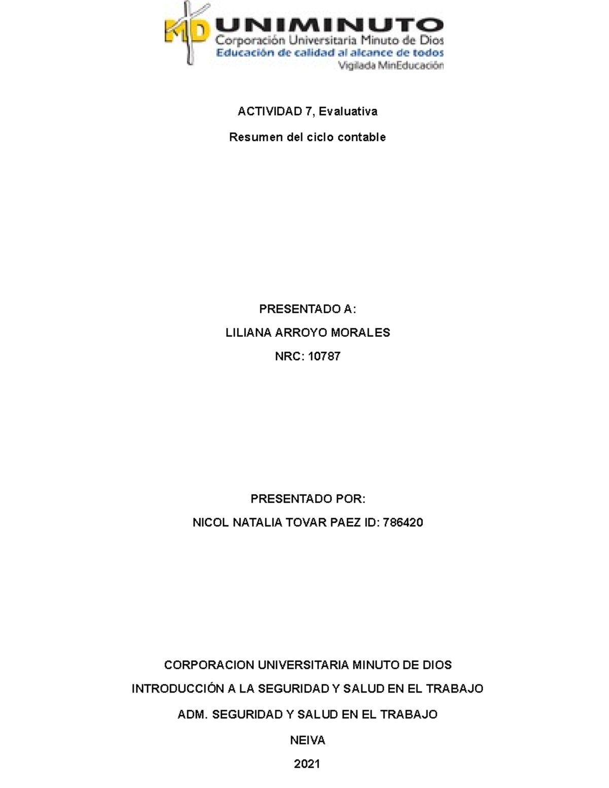 Actividad 7, Contabilidad - ACTIVIDAD 7, Evaluativa Resumen Del Ciclo ...