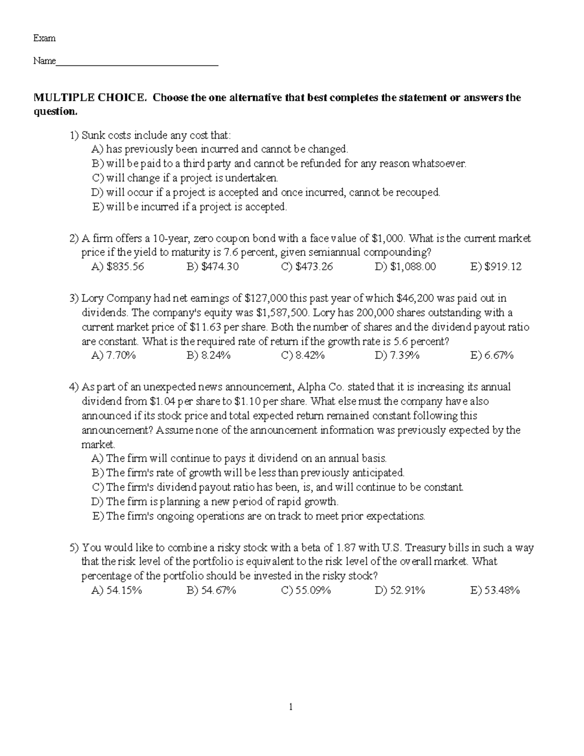 Midterm 2017, questions and answers - Exam Name ...