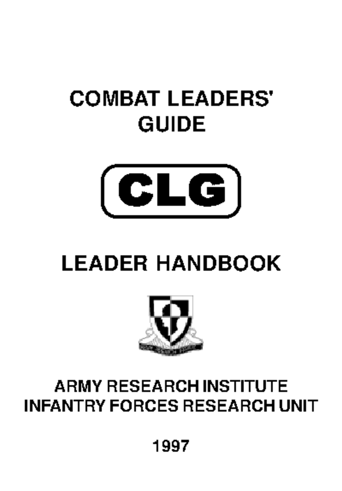 Army Research Institute Combat Leaders' Guide - ARMY RESEARCH INSTITUTE ...