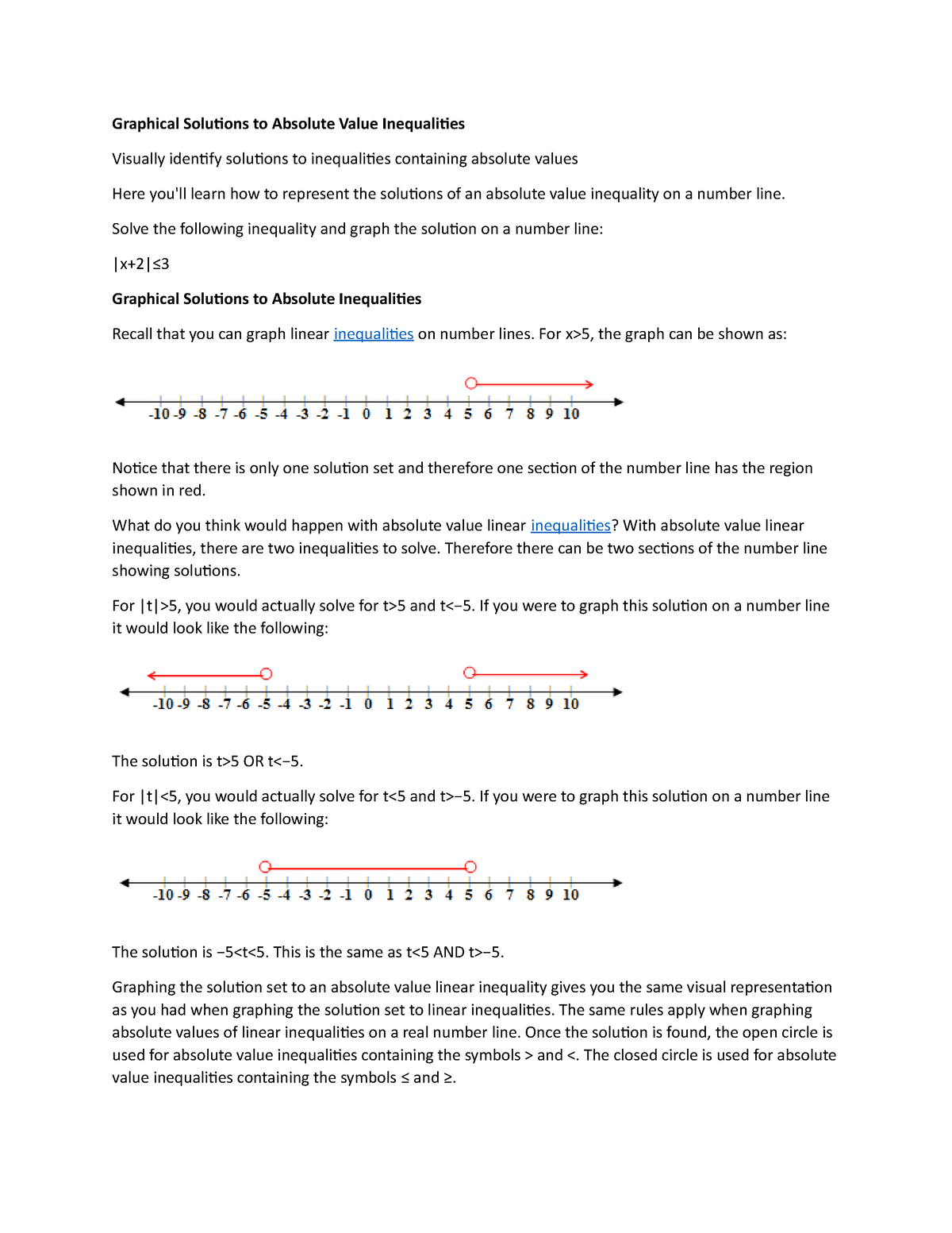 Graphical Solutions To Absolute Value Inequalities - Solve The ...