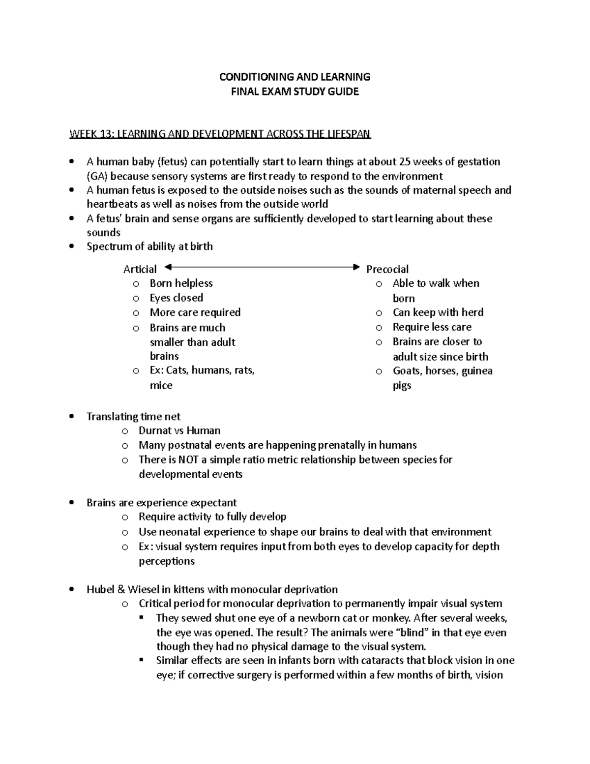 Final exam study guide - CONDITIONING AND LEARNING FINAL EXAM STUDY ...