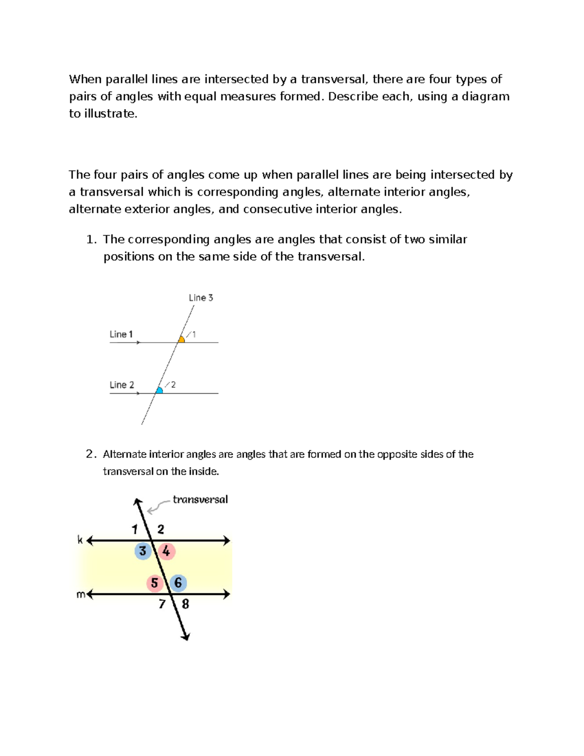 Dq 1 topic 2 math 151 - When parallel lines are intersected by a ...