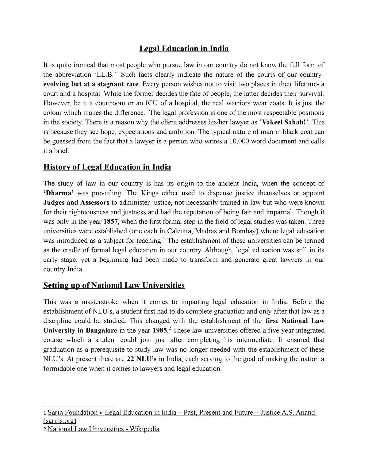 legal literacy in india essay