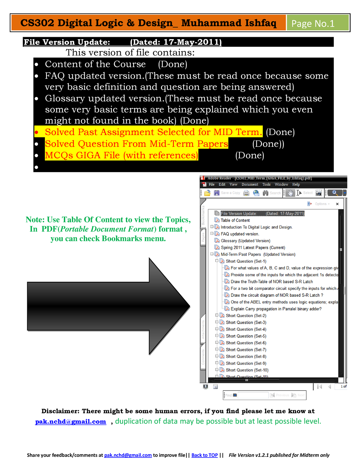 CS302 Subjective And Objective File For Midterm - File Version Update ...