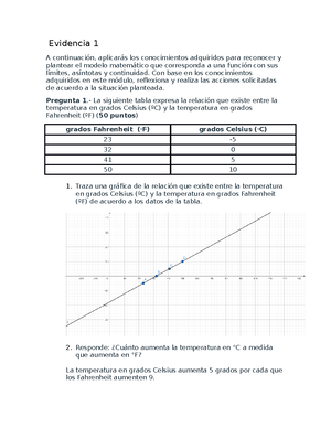 Ev1mate - Evidencia del modulo 1 de calculo diferencial - Evidencia 1 A  continuación, aplicarás los - Studocu