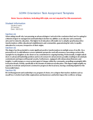 GOM1 Orientation Task 1 Assignment - GOM1 Orientation Task 1 Assignment ...