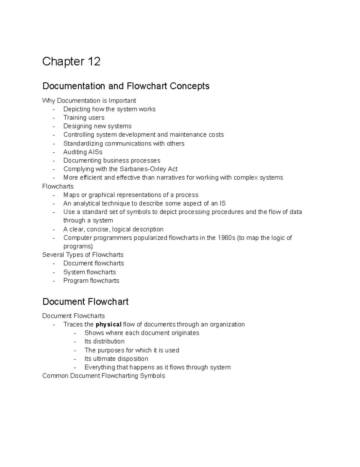 ACCT 307 Chapter 12 - Chapter 12 Documentation and Flowchart Concepts ...