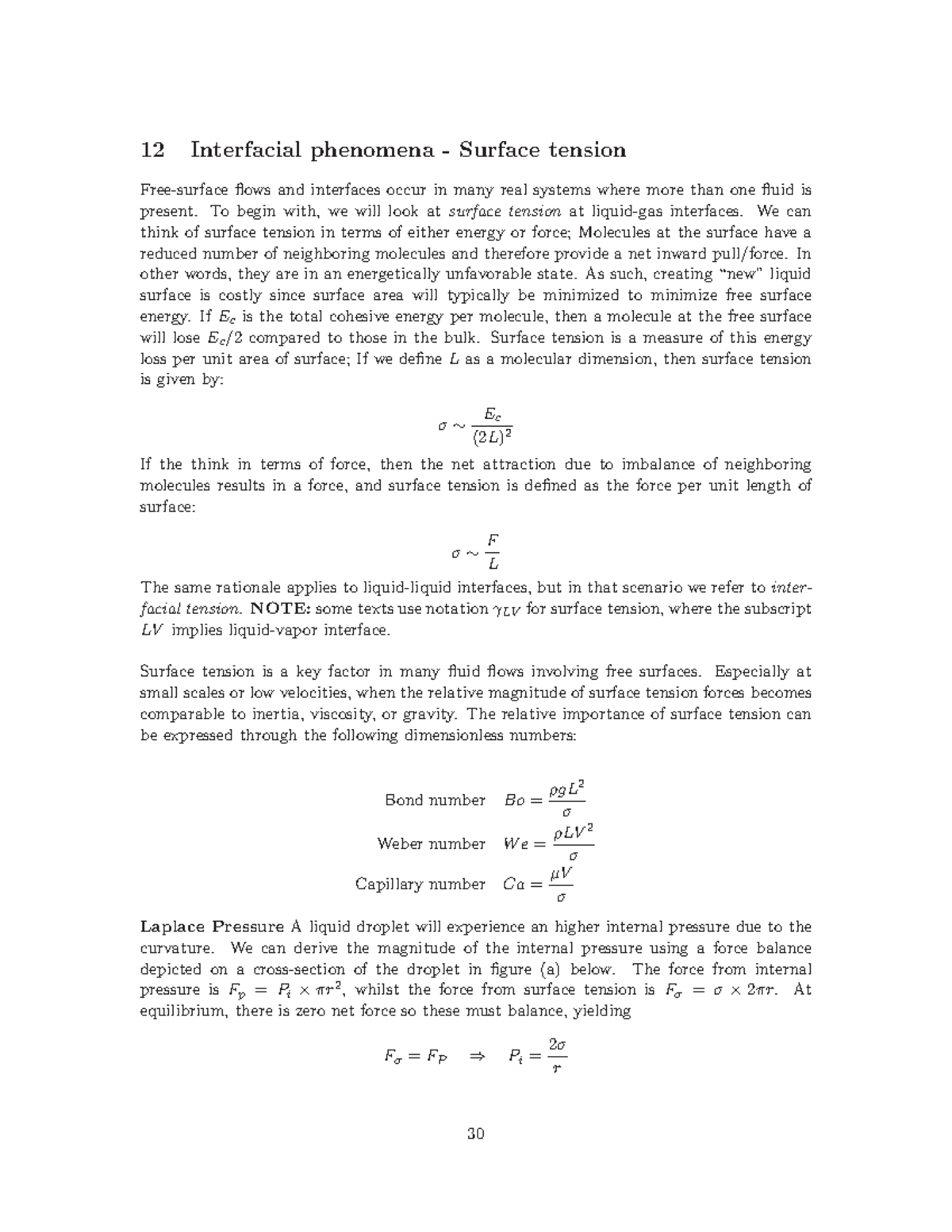 Notes lectures 12 Interfacial phenomena Surface