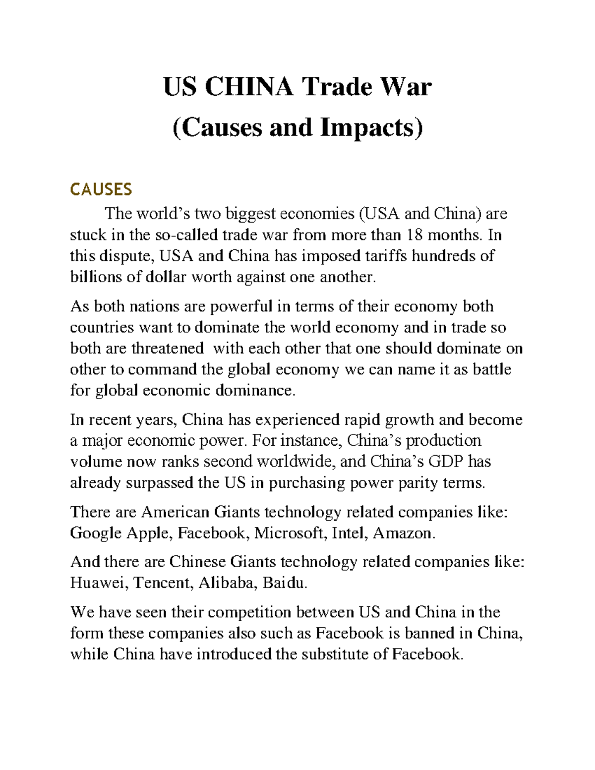 Global Economic Slowdown & US China Tradewar PDF - US CHINA Trade War ...