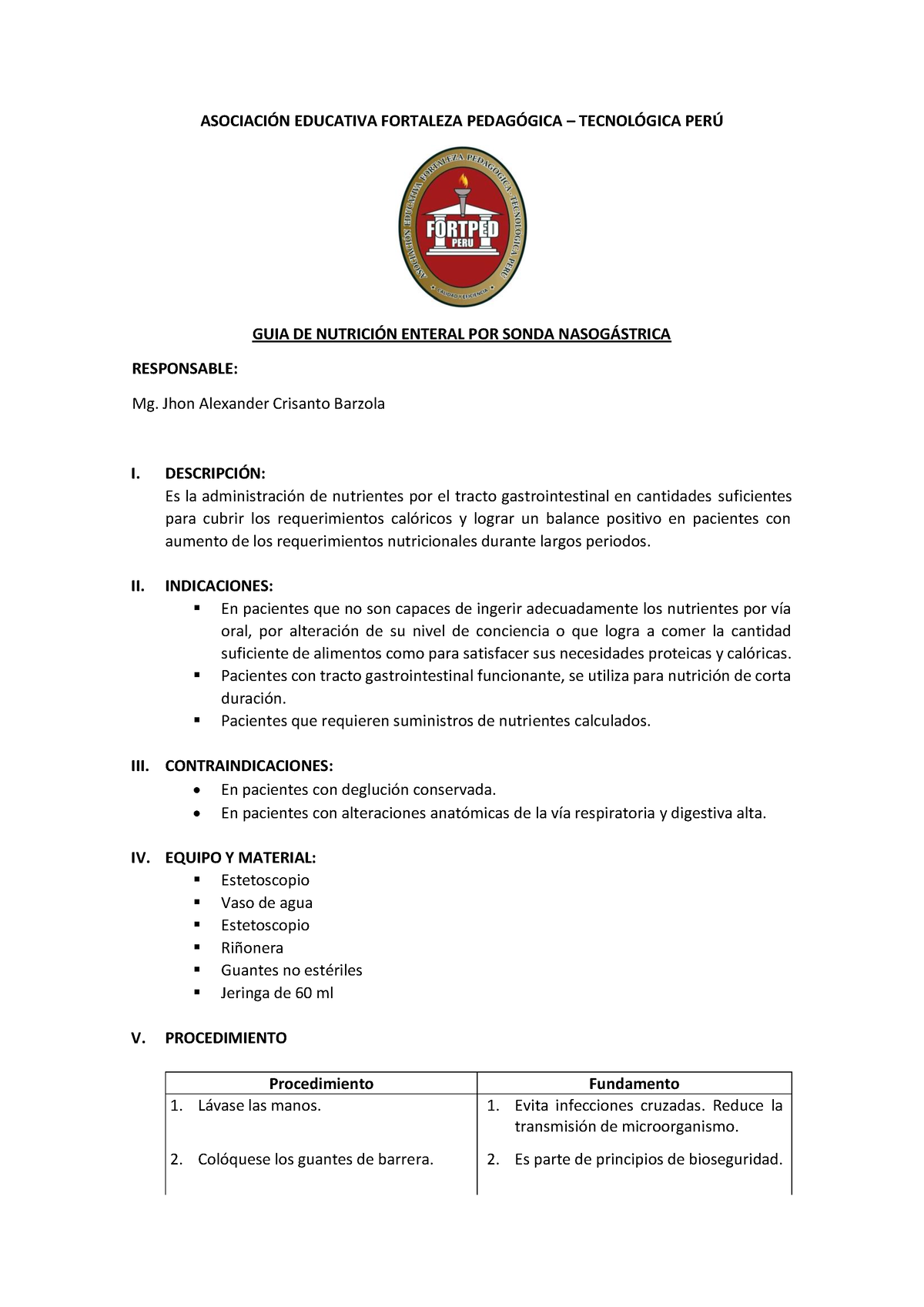 GUIA DE Alimentacion Enteral POR SNG - ASOCIACI”N EDUCATIVA FORTALEZA ...