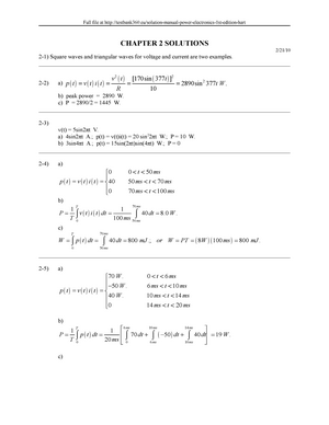 Power Electronics Solution Manual Daniel Hart Chapter 2 ...