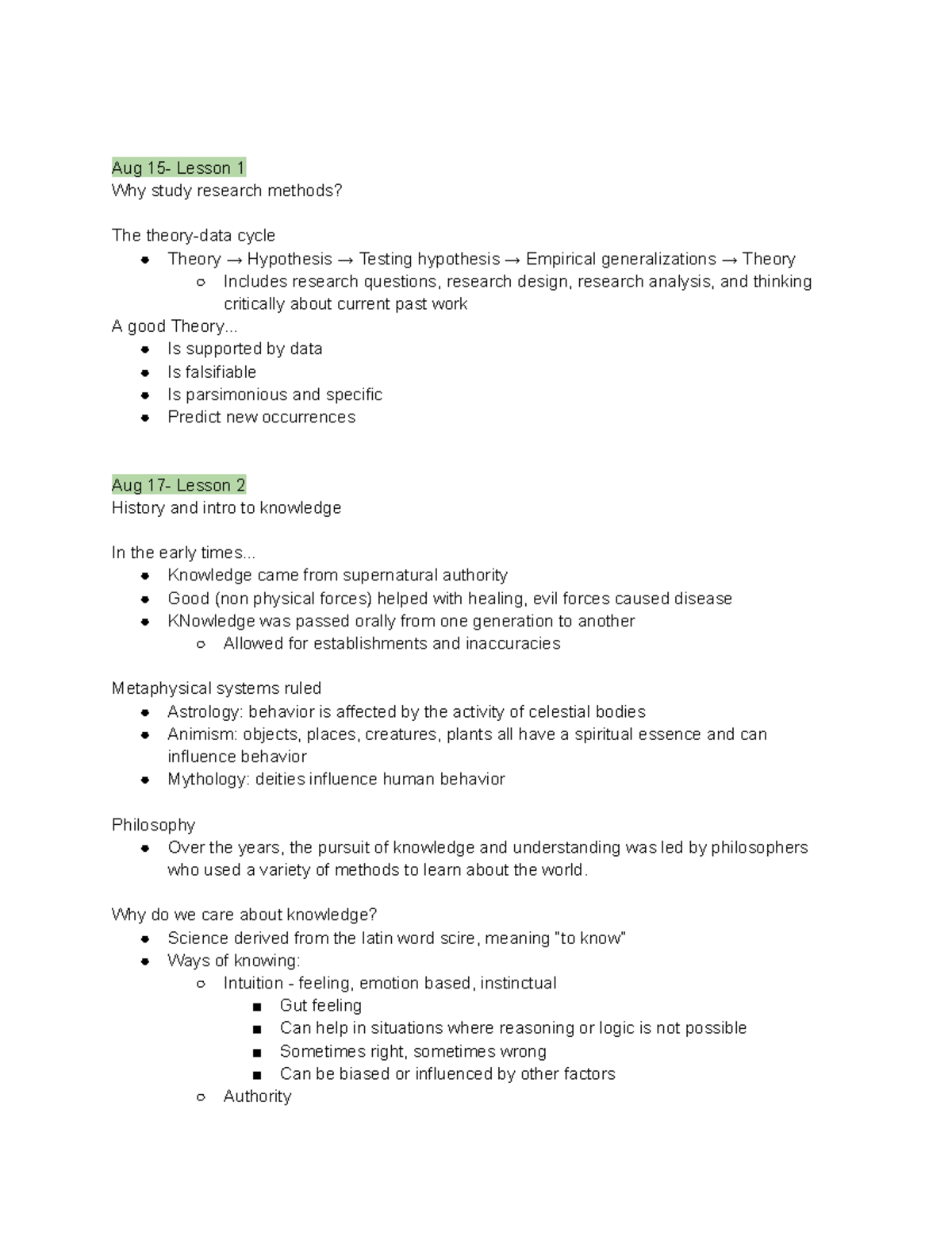 Psych 270 Notes - Unit 1-8 - Aug 15- Lesson 1 Why study research ...