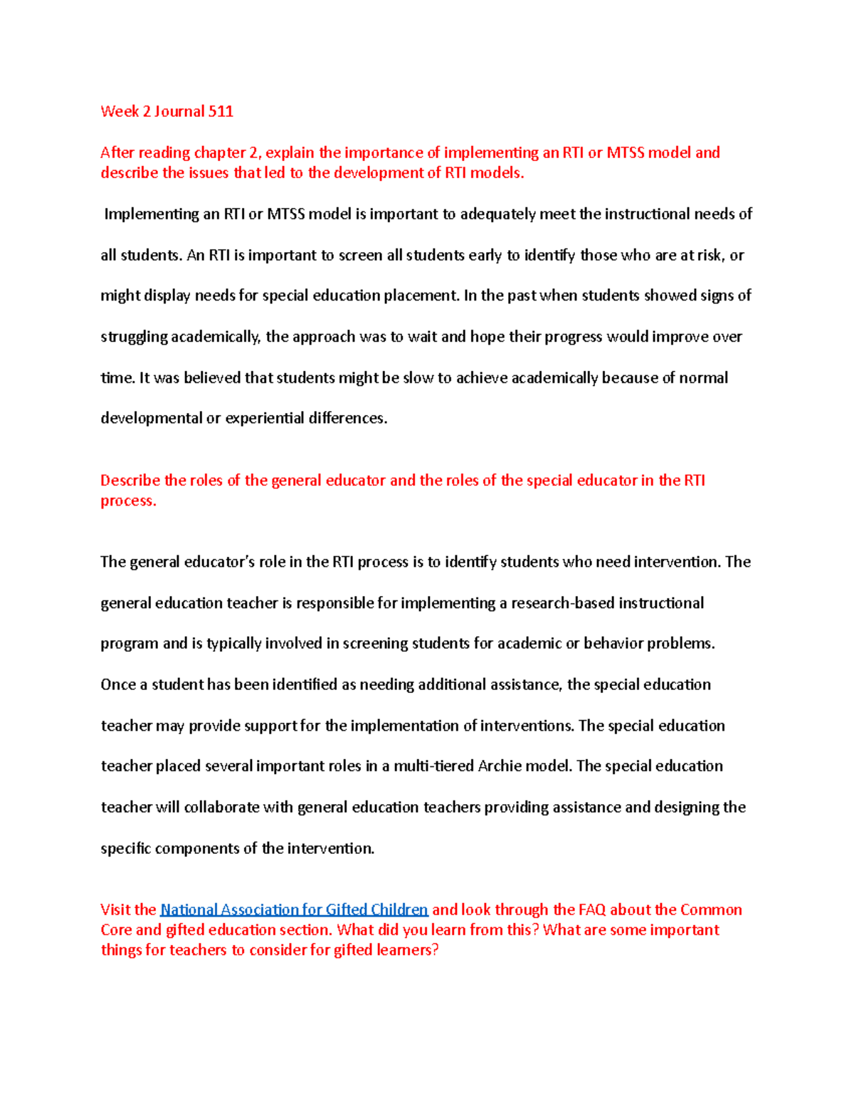 Week 2 Journal 511 and discussion - Week 2 Journal 511 After reading ...