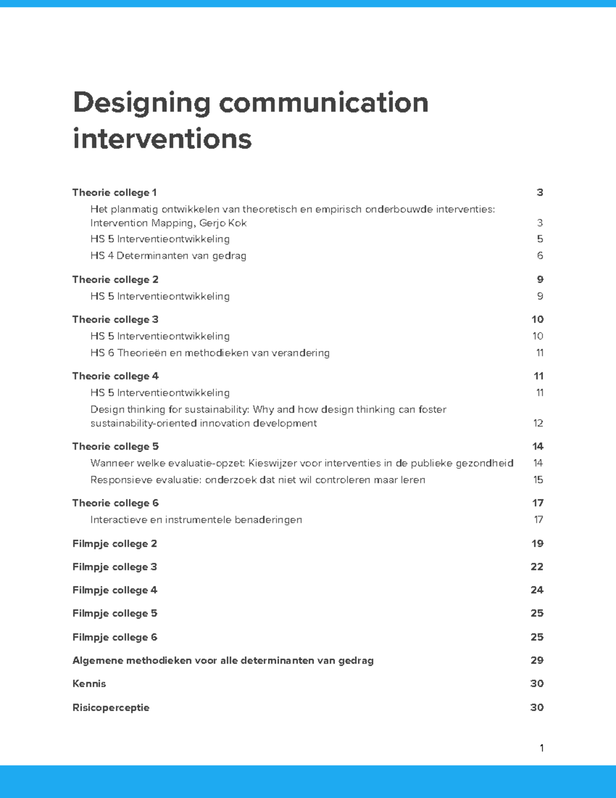 Designing Communication Interventions Samenvatting - Designing ...