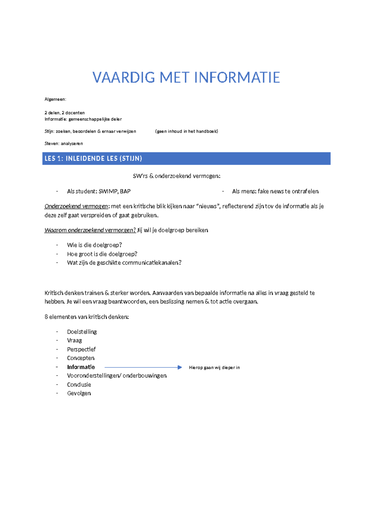 Vaardig Met Informatie 2023 - VAARDIG MET INFORMATIE Algemeen: 2 delen ...