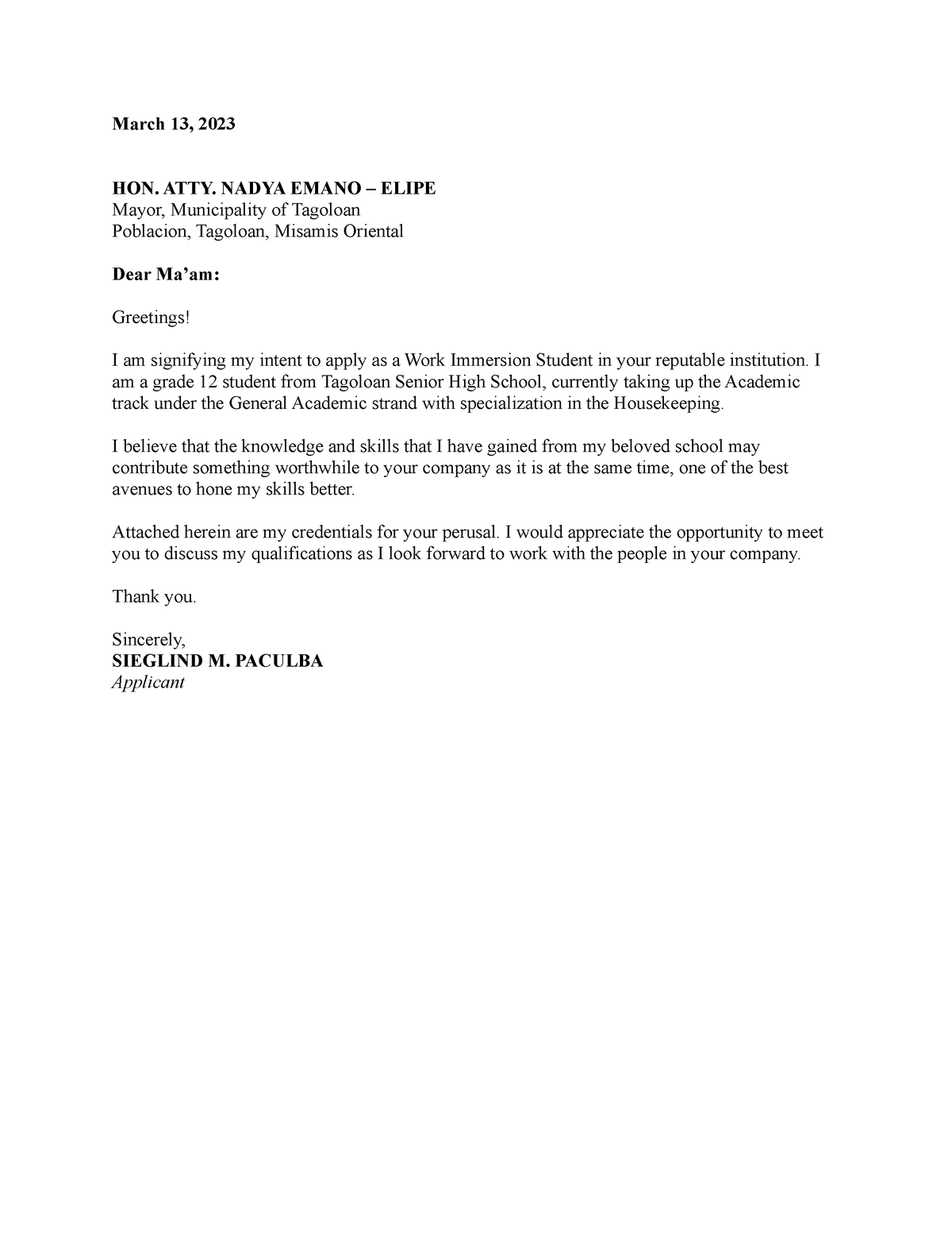 Sample-APP- Letter 023613 NEED Print BROH - March 13, 2023 HON. ATTY ...