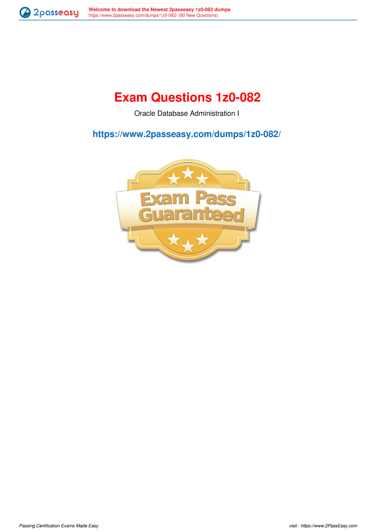 1z0-082.actual - 2passeasy/dumps/1z0-082/ (90 New Questions) Exam Questions  1z0- Oracle Database - Sns-Brigh10