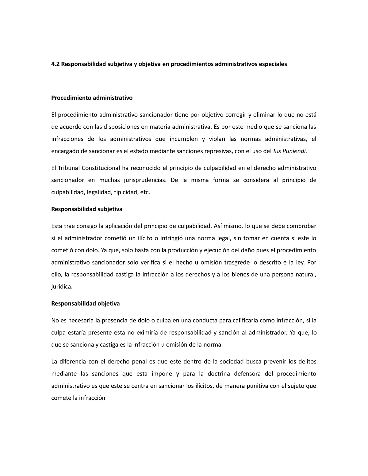 Responsabilidad Subjetiva Y Objetiva En Procedimientos Administrativos