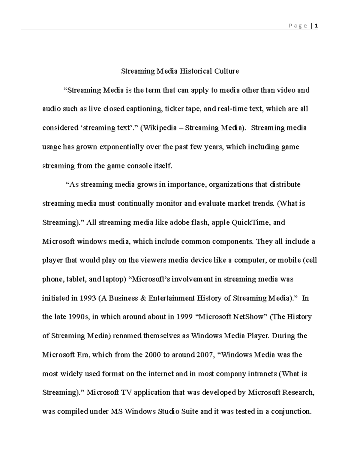 Paper streaming Streaming Media Historical Culture “Streaming Media