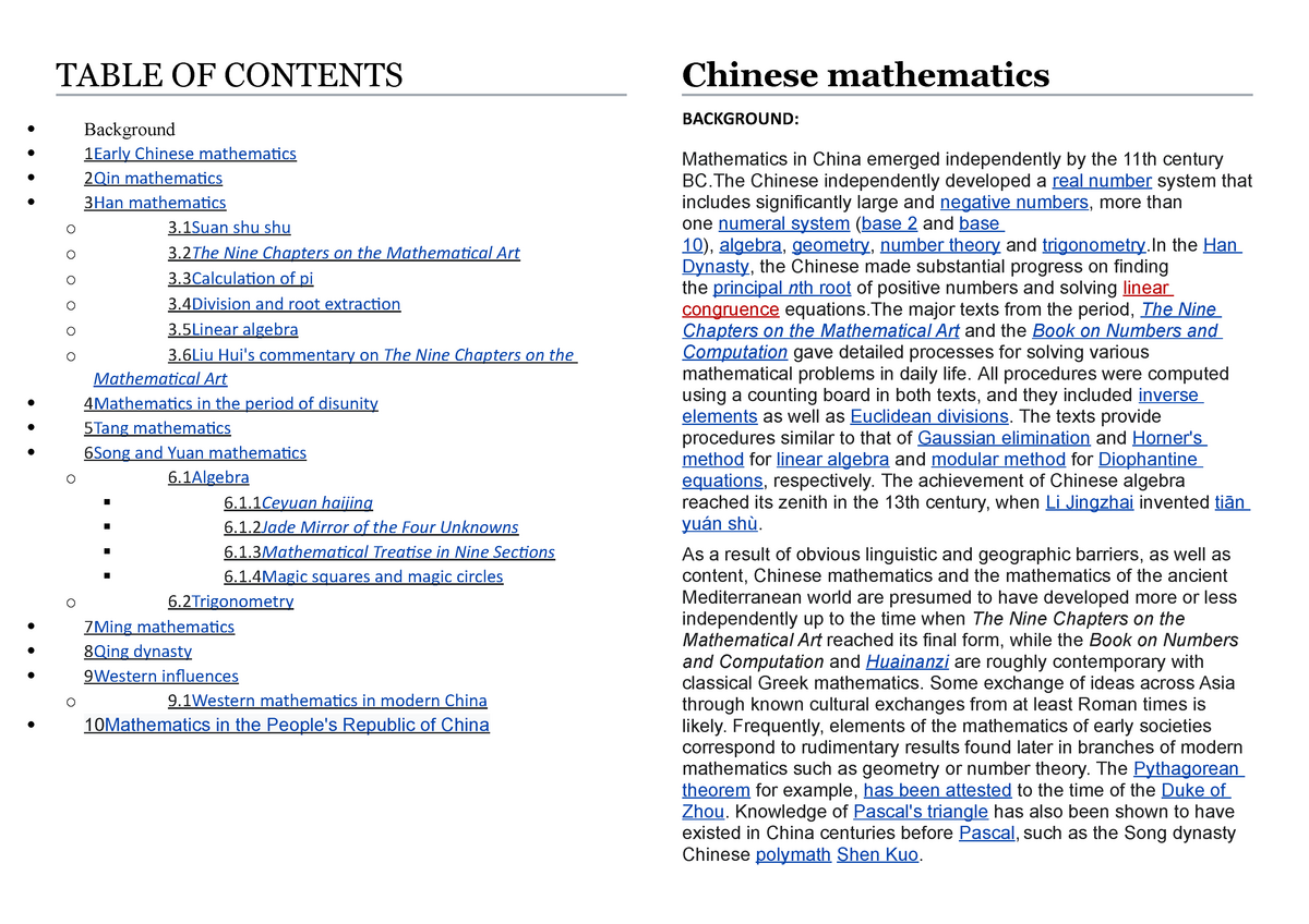 Ancient Chinese Mathematics - BSEd Mathematics - Studocu