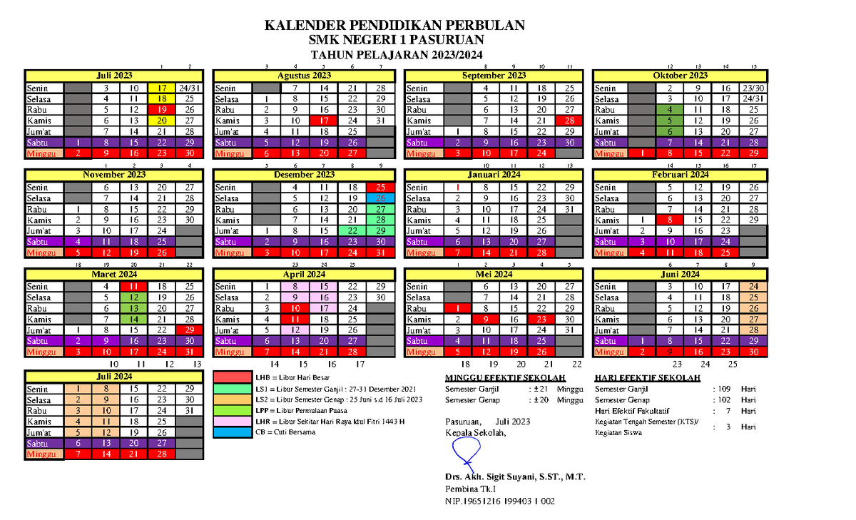 Bulan OK - Cara Kerja - LHB = Libur Hari Besar MINGGU EFEKTIF SEKOLAH ...