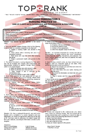 Preboard 1 NP2 Ratio - TOPRANK REVIEWER - RATIO Nurse Harry is caring ...