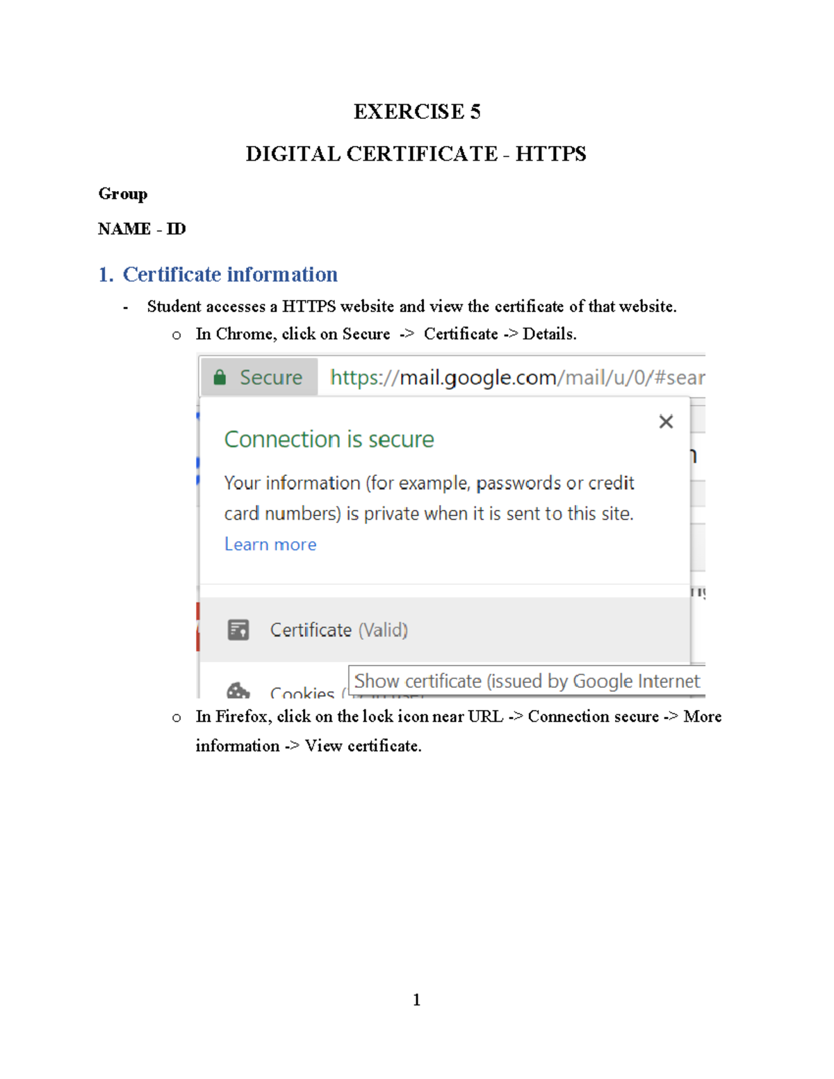 Ex5 - Digital Certificate - Https - EXERCISE 5 DIGITAL CERTIFICATE ...
