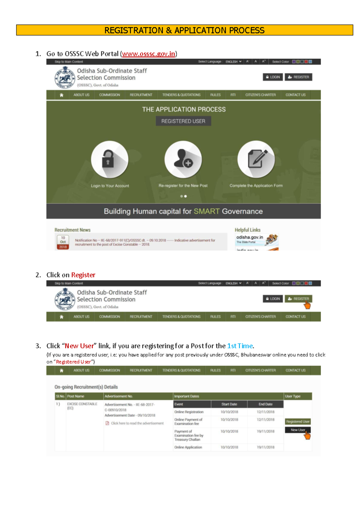 How do I Osssc - REGISTRATION & APPLICATION PROCESS Go to OSSSC Web ...