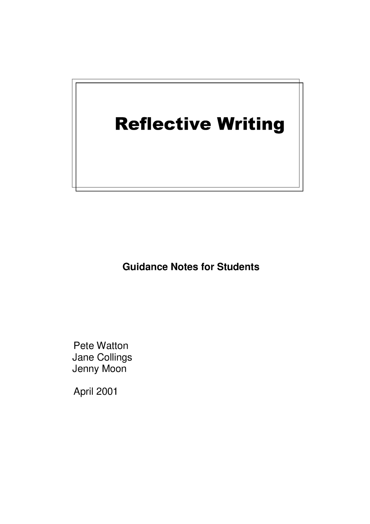 Reflective-writing-guidance - Reflective Writing Guidance Notes For ...