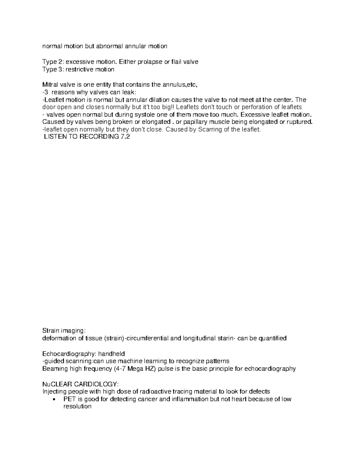 Exmd506 - lecture 3 notes - normal motion but abnormal annular motion ...