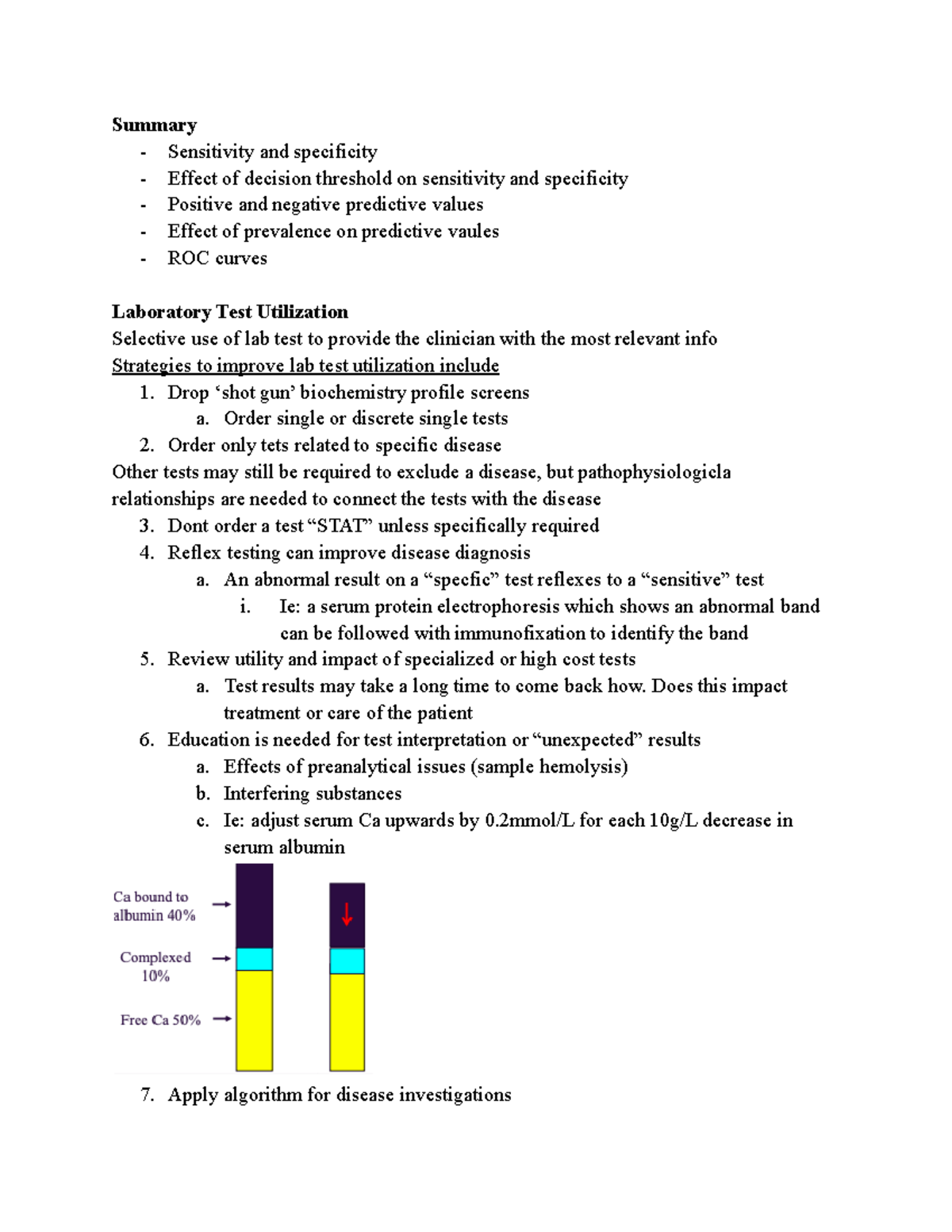 Laboratory Test Utilization Summary Sensitivity and specificity