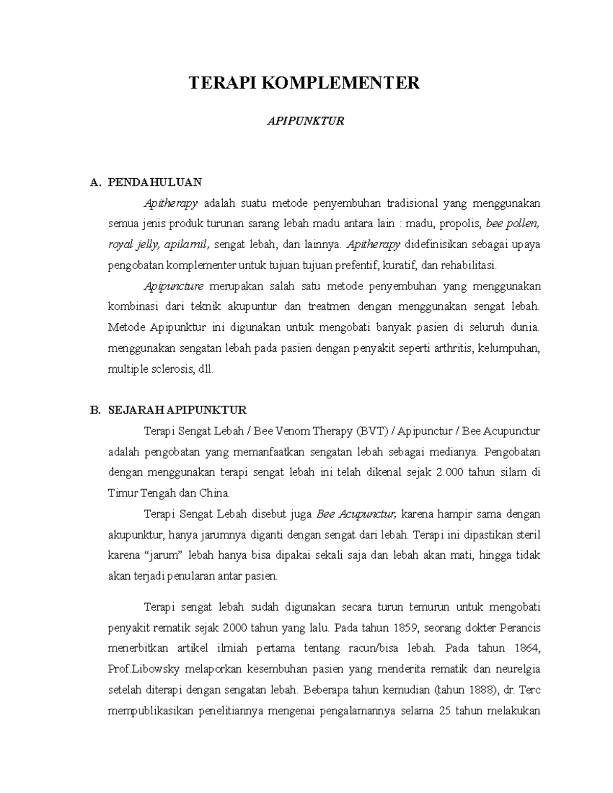 Terapi Komplementer Apipunktur fix - TERAPI KOMPLEMENTER APIPUNKTUR A ...