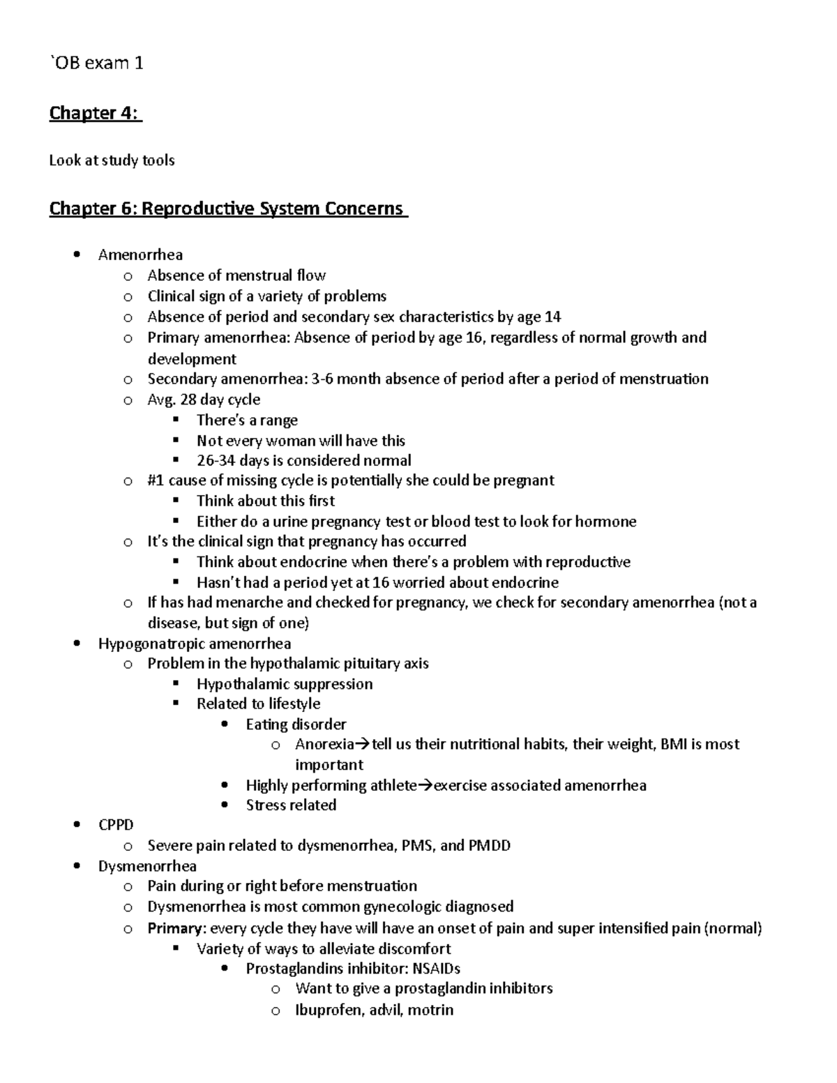 OB exam 1 study guide - `OB exam 1 Chapter 4: Look at study tools 