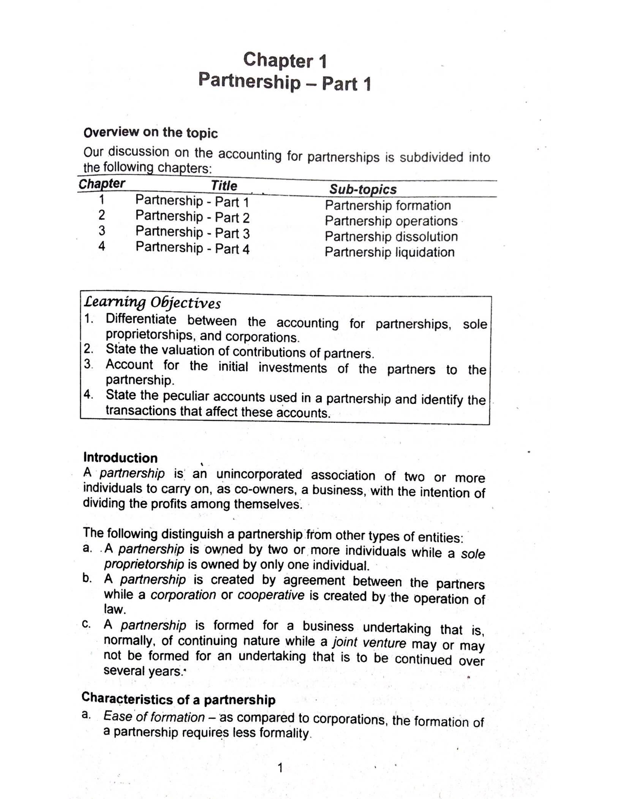 Chapter 1 - Partnership Formation - Bs Accountancy - Studocu