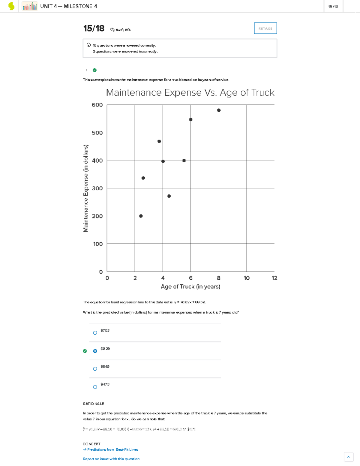 Intro Statistice Unit 4 Milestone 4 Test - 1 CONCEPT → Predictions From ...