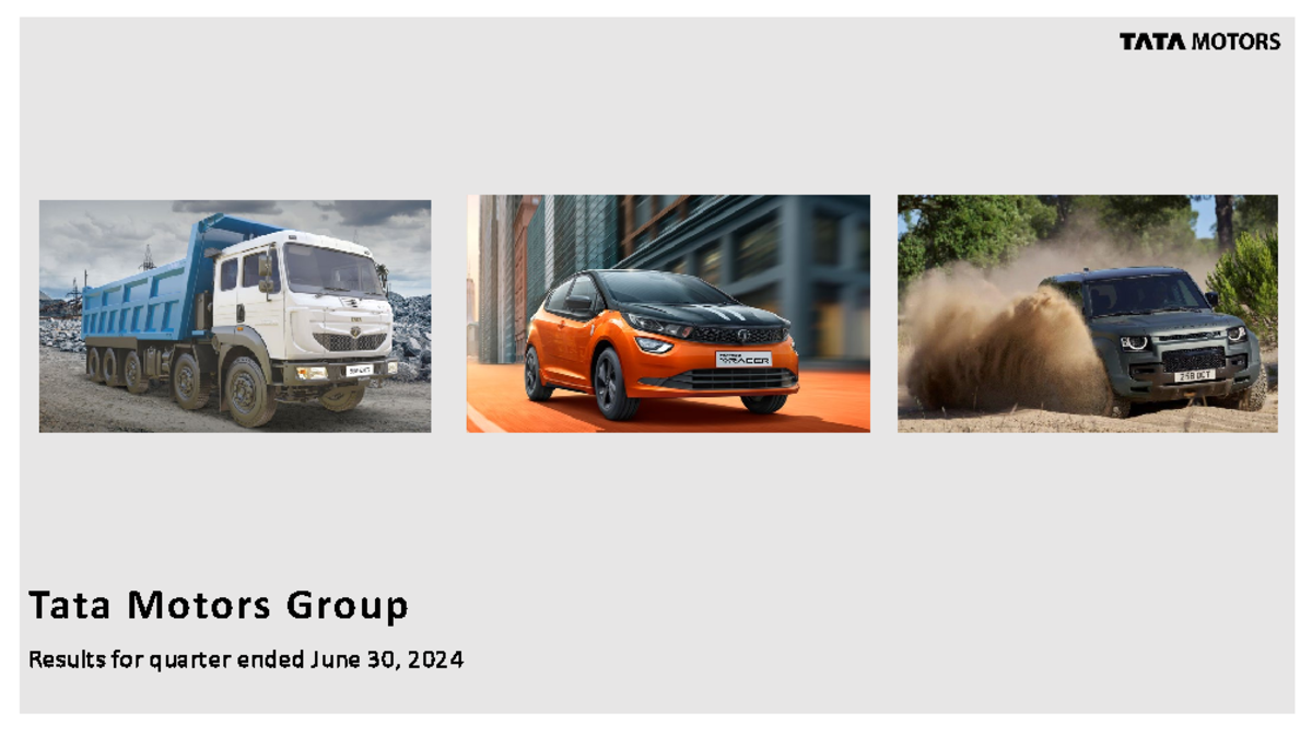 Tata Motors Investor presentation Q1FY25 - Results for quarter ended ...