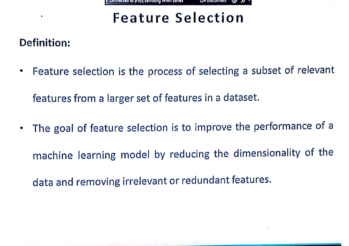 Feature Selection [ML] - Machine Learning - Studocu
