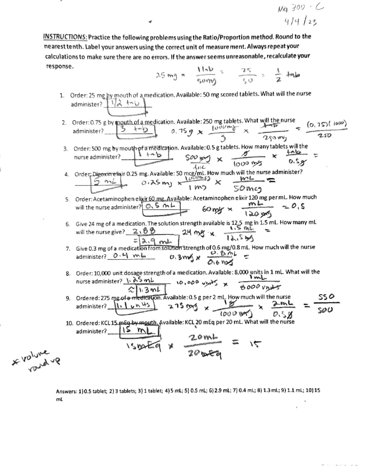 Nsg300 med math packet - NSG300 - Studocu