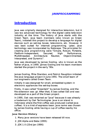Object Oriented Programming through JAVA - B – CSE (Emerging ...