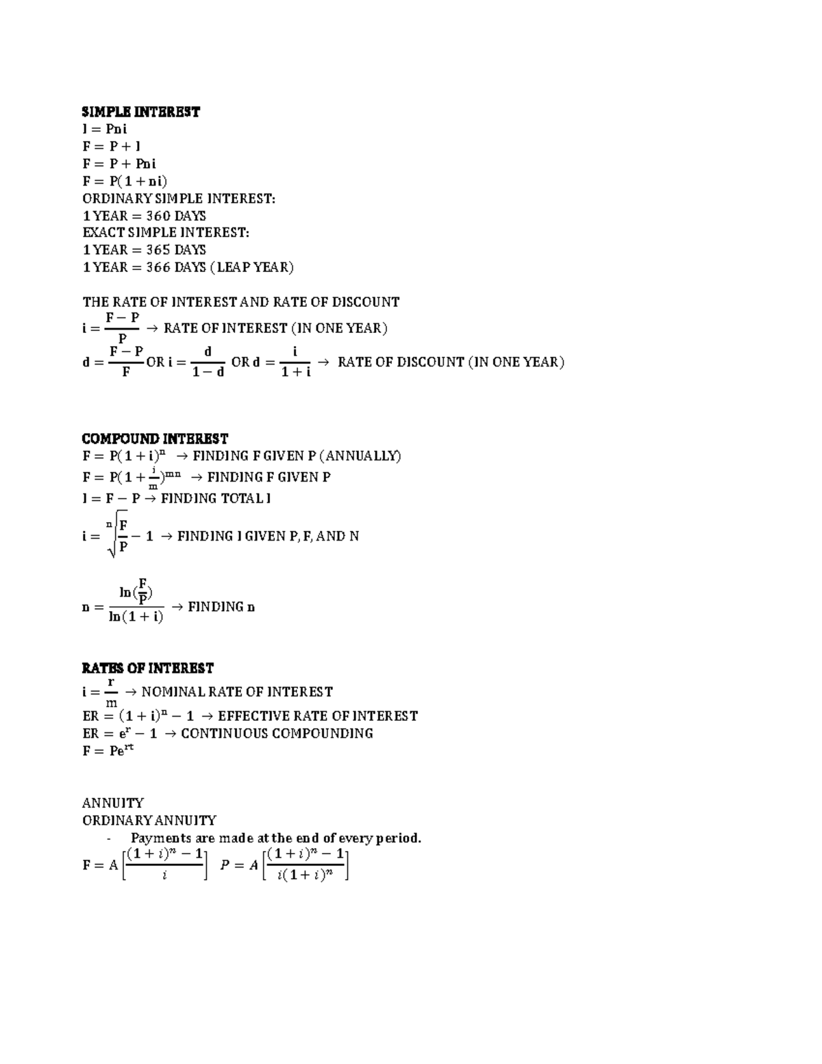 Simple and Compound Interest - SIMPLE INTEREST I = Pni F = P + I F = P ...