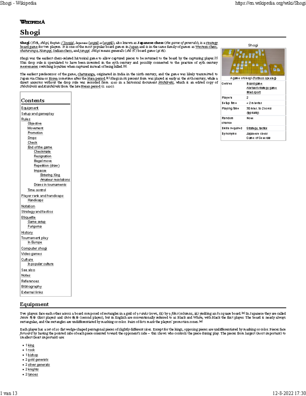 Shogi 44th Chess Olympiad A Game Of Shogi Fortress Opening Genres Board Game Abstract Strategy Studocu