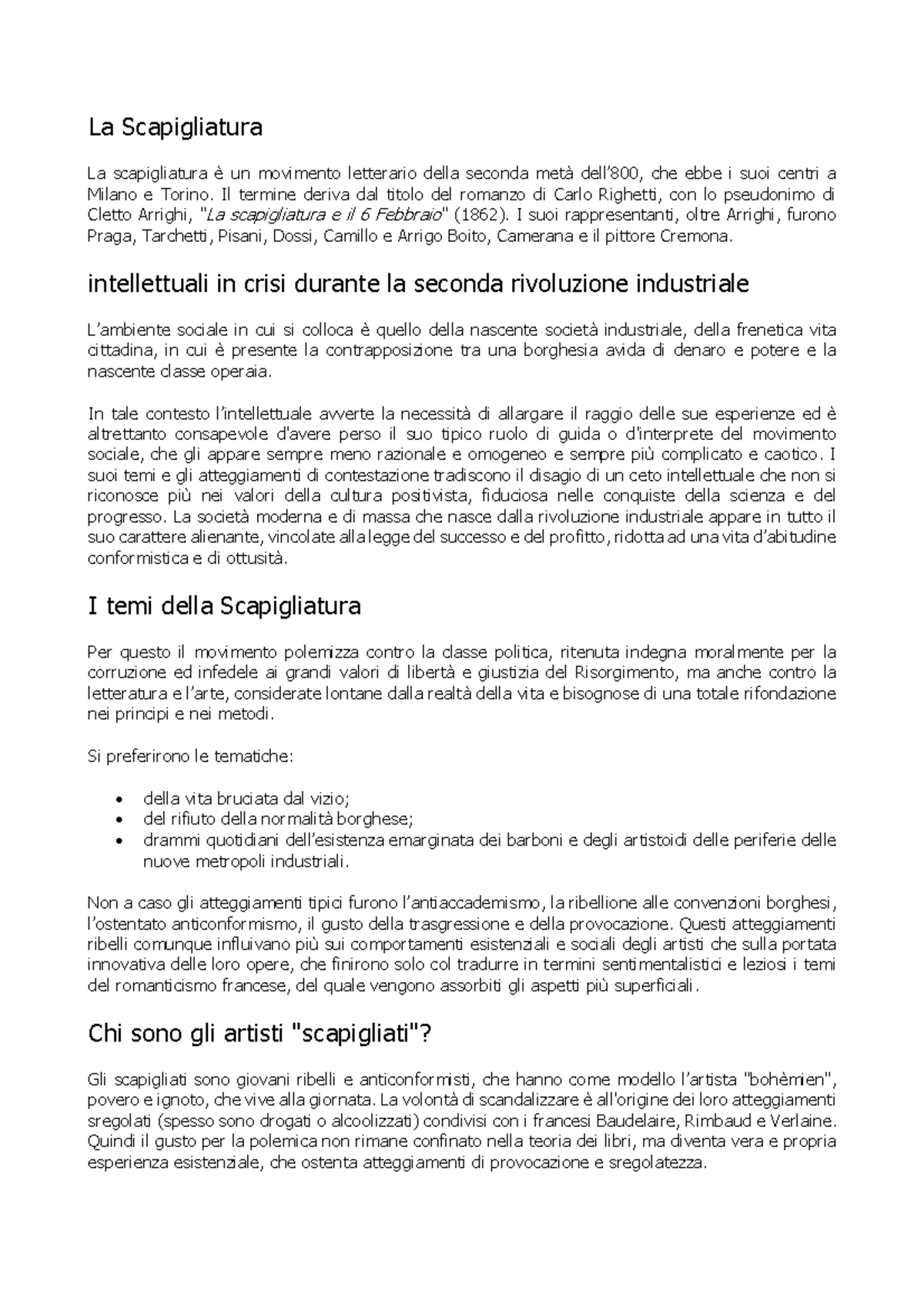La Scapigliatura - Il termine deriva dal titolo del romanzo di Carlo ...